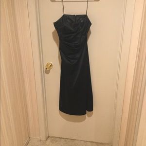 Black satin strapless dress 8